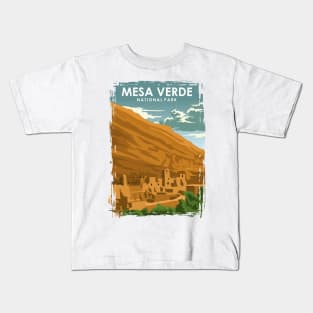 Mesa Verde National Park Vintage Travel Poster Kids T-Shirt